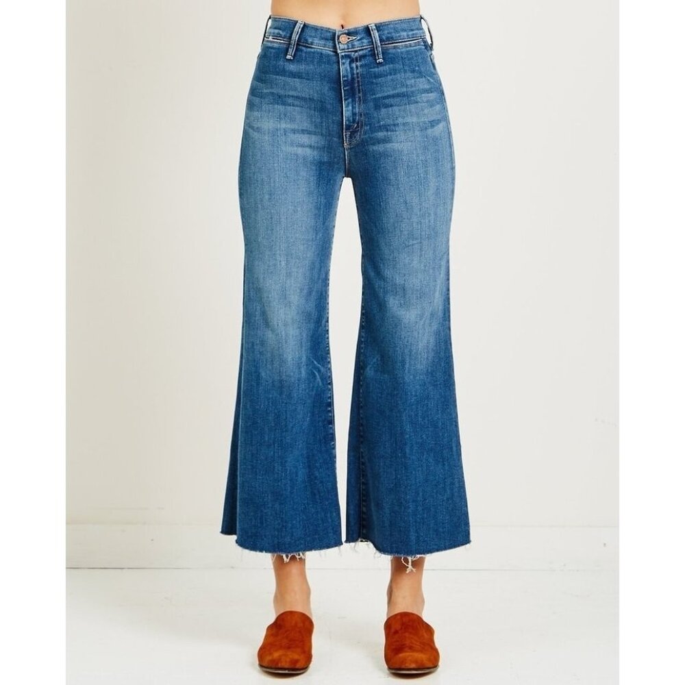 Mother The Swooner Roller Crop Fray Wide Leg Jean in Come Sundown Size 27